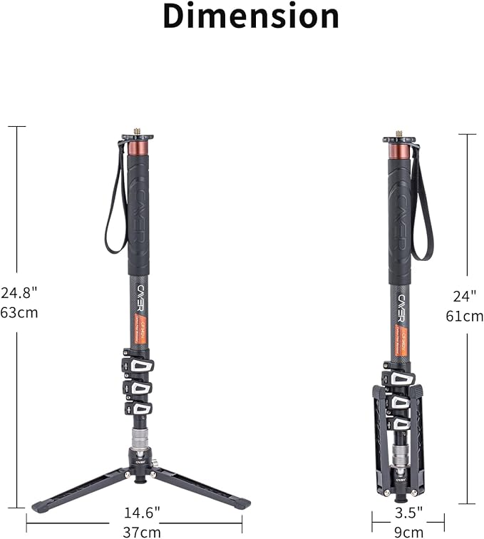 Cayer Carbon Fiber Monopod Leg, 68 Inch Camera Telescopic Video Monopod Tube