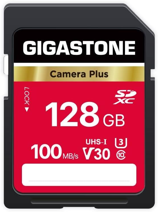 GIGASTONE 128GB SD Card, Camera Plus, UHS-I V30 U3 SDXC Memory Card High Speed