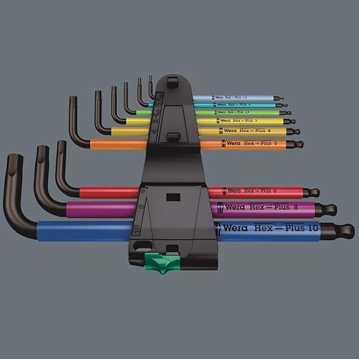 Wera Ratchet Set, 28, 1/4 in, SAE & Tools 05073593001 950 SPKL/9 SM N SB Long ARM HEX Key Set, One Size, Multi