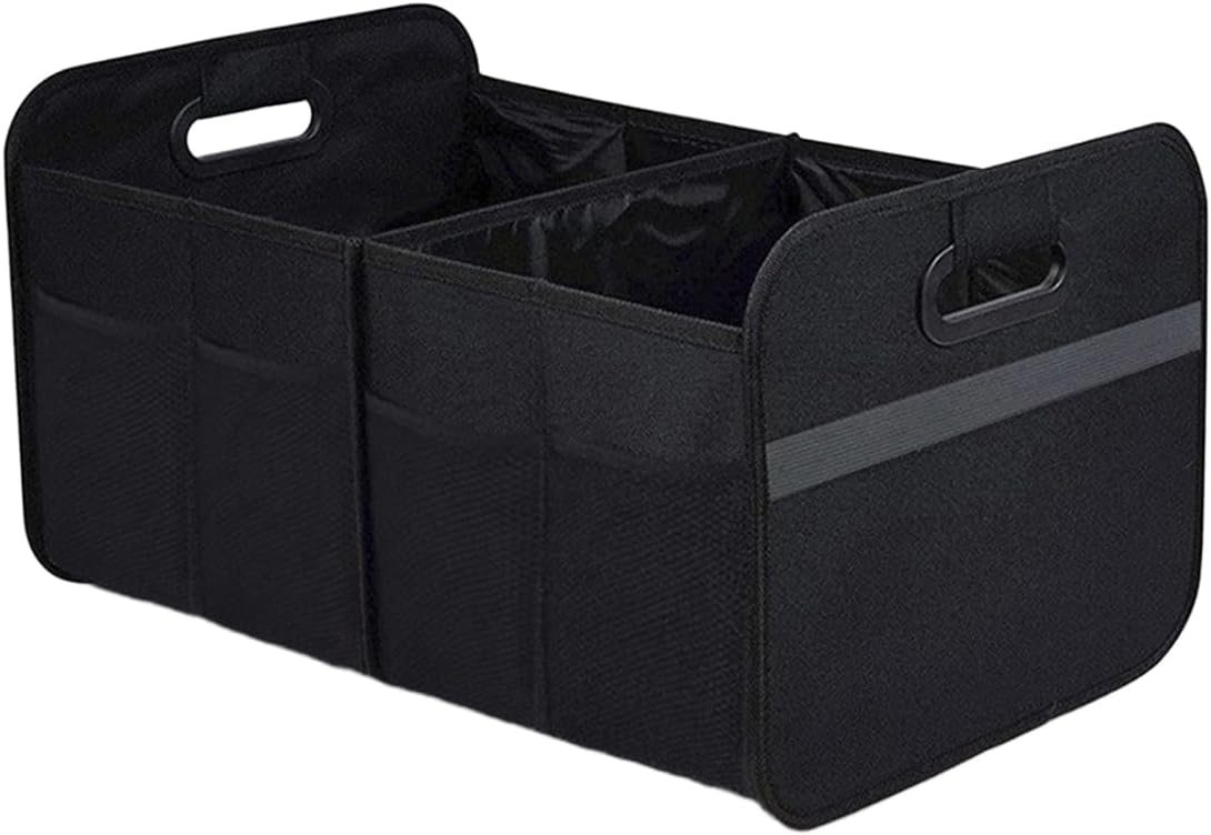 Car Trunk Organizer, Collapsible Multi-Compartment Auto Storage Box with 4 Pockets, Waterproof Oxford Fabric Car Trunk Container Accessories for Sedan SUV Truck (Colorful)