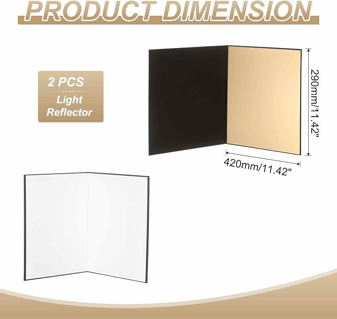 2Pcs 17"x11" Light Reflector 3 in 1 Photography Reflector Cardboards, Foldable