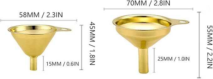 Yosoo Gold Stainless Steel Funnel Set 3 Pieces, Kitchen Funnel Set for Transferring Essential Oils, Liquid, Spice, Dry Ingredients, Powder