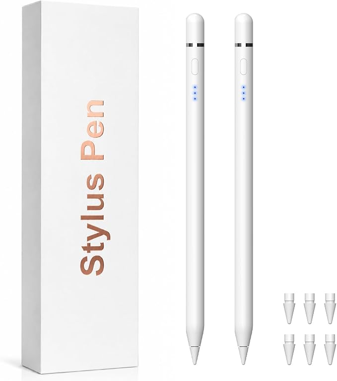 【2Pack】 Stylus Pen for Apple iPad 2018–2026, Magnetic Charging iPad Pencil 2nd