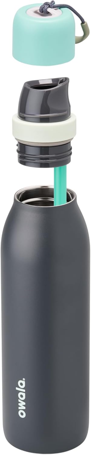 Owala FreeSip Insulated Stainless Steel Water Bottle - 18 oz BPA-Free with Straw for Sports & Travel - Blue/Grey