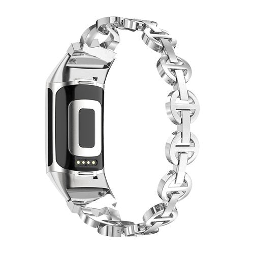AISPORTS Compatible with Fitbit Charge 6/Charge 5 Band for Women, Slim Crystal Bling Glitter Diamond Rhinestones Metal Sport Wristband Bracelet Replacement Band for Fitbit Charge 6/Charge 5