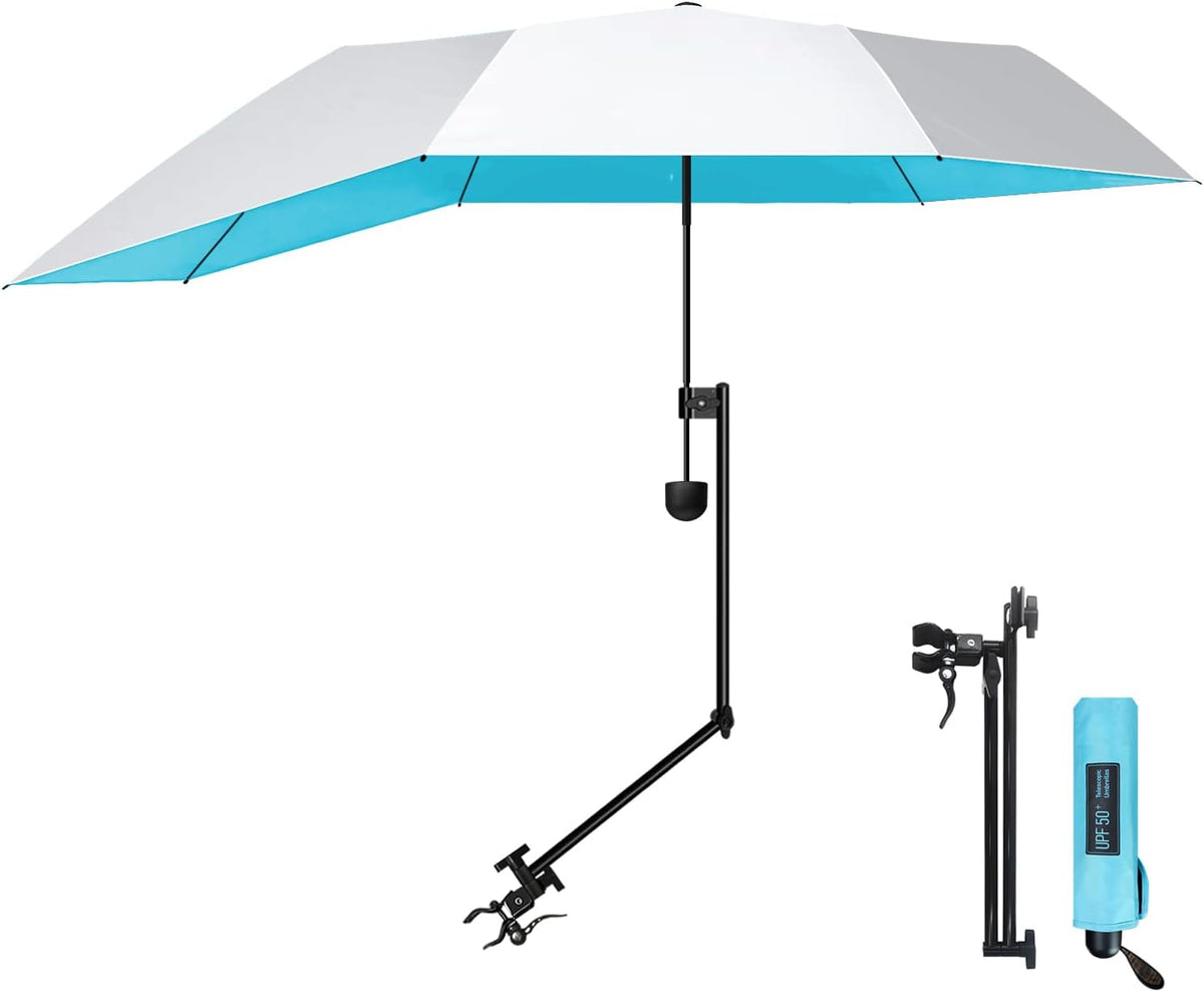 Upf 50+ Chair Umbrella - Portable Sun Shade With Secure Clamp & 360-Degree Swivel For Ultimate Protection