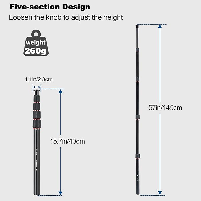 Koolehaoda 57" Aluminum Tripod Extension Centre Column Extender | 5 Section