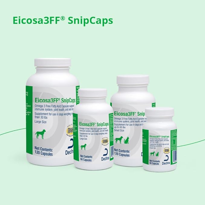 Eicosa3FF SnipCaps Omega 3 Free Fatty Acid Capsules for Dogs - Large, 60 ct