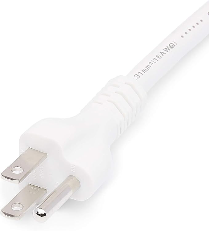 Amazon Basics Indoor Extension Cord, 3 Prong Outlet Extender Power Cord, 13 Amps, 125V, 25 Ft, White, 2-Pack