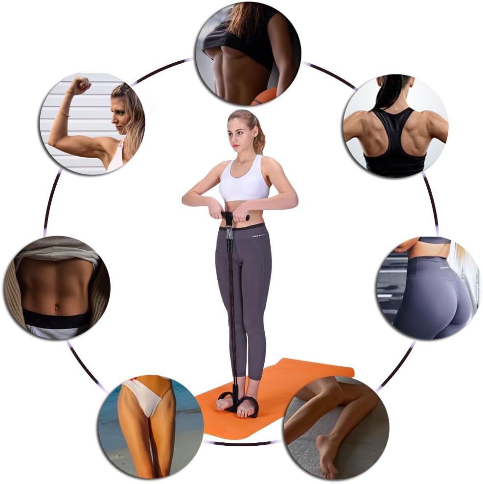 Skiennix Pedal Resistance Band - 4-Tube Elastic Pull Rope for Effective Sit-Up & Stretching Workouts