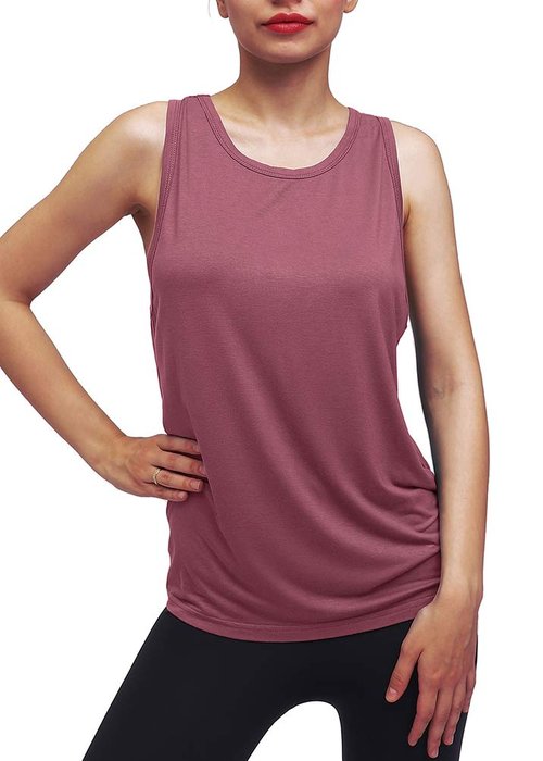 Mippo Women's Workout Yoga Shirts Backless Tank Work Out Tshirts Activewear Tops Running Tank Sports Hiking Clothes Magenta M