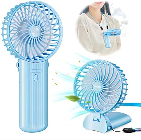 PSECICI Handheld Fan, Mini Portable Personal Fan with lanyard, 4 Speeds Level 180° Foldable Design for Desk/Travel/Office/Outdoor