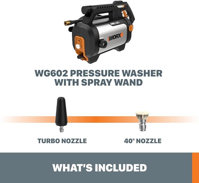 Worx 13 Amp Electric Pressure Washer Max 1870 PSI Max 1.4 GPM WG602