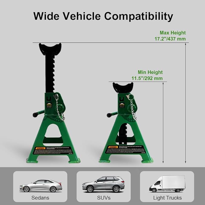 Jack Stands 3 ton, Car Jack Stand with Double Security Locking Pins 6000 lbs Capacity, 2 Pack