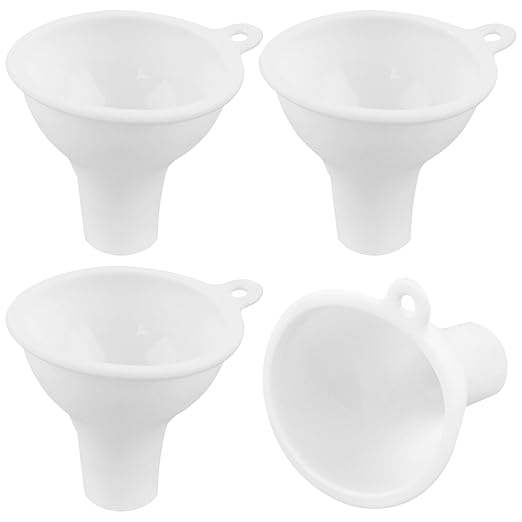 Framendino, 4 Pack Silicone Funnels Wide Mouth Funnel Kitchen Set Canning for Home Restaurant Bottles Jars (White)