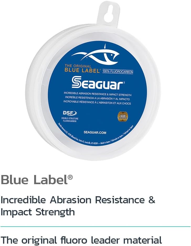Seaguar Blue Label Fishing Leader Line - 100% Fluorocarbon, Clear, Ideal for Saltwater Fishing, Multiple Sizes