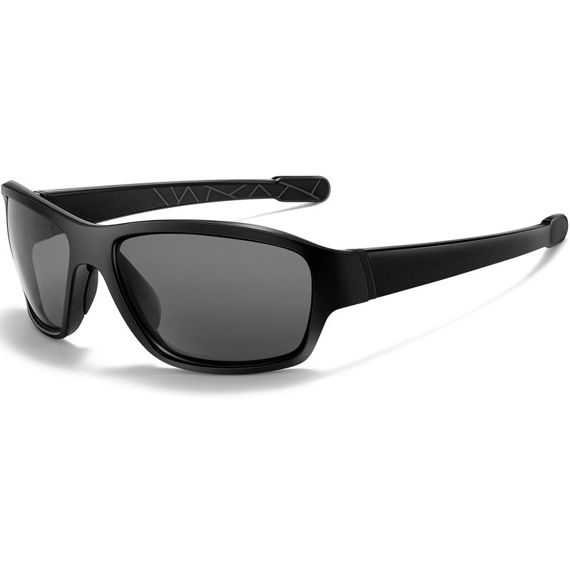 Women's Running Sports Polarized Sunglasses - UV Protection Wrap-Around Frame, Black Sporty Shades for Outdoor