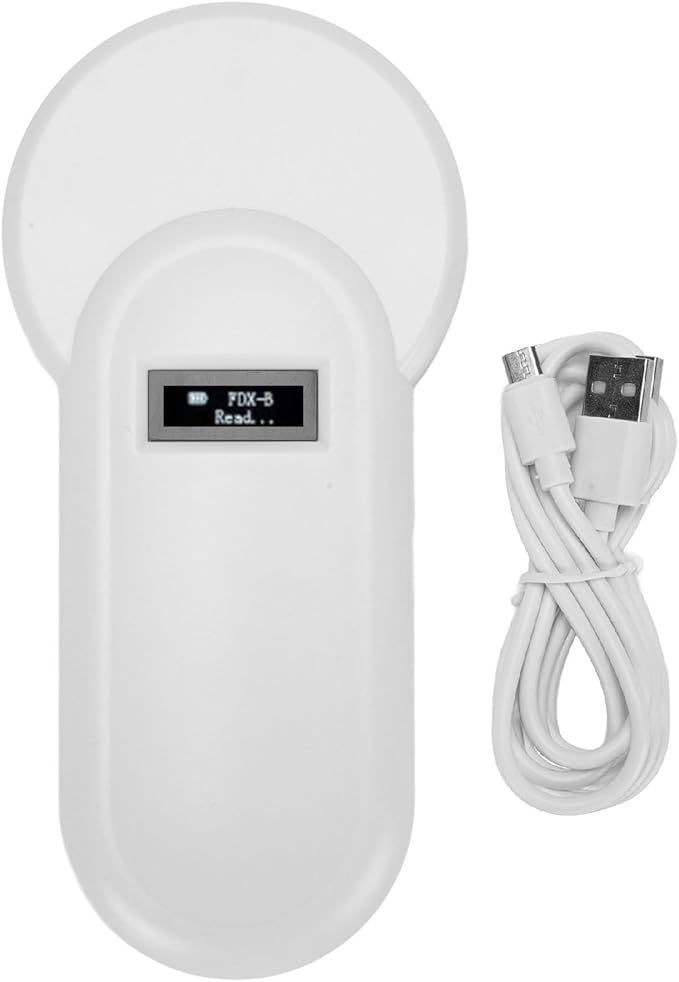 Handheld Animal Microchip Reader, Rechargeable Pet Scanner with OLED Display for Dogs Cats Poultry Livestock Fish, ISO11784 5 FDX B Reader, 134.2KHz USB Charging
