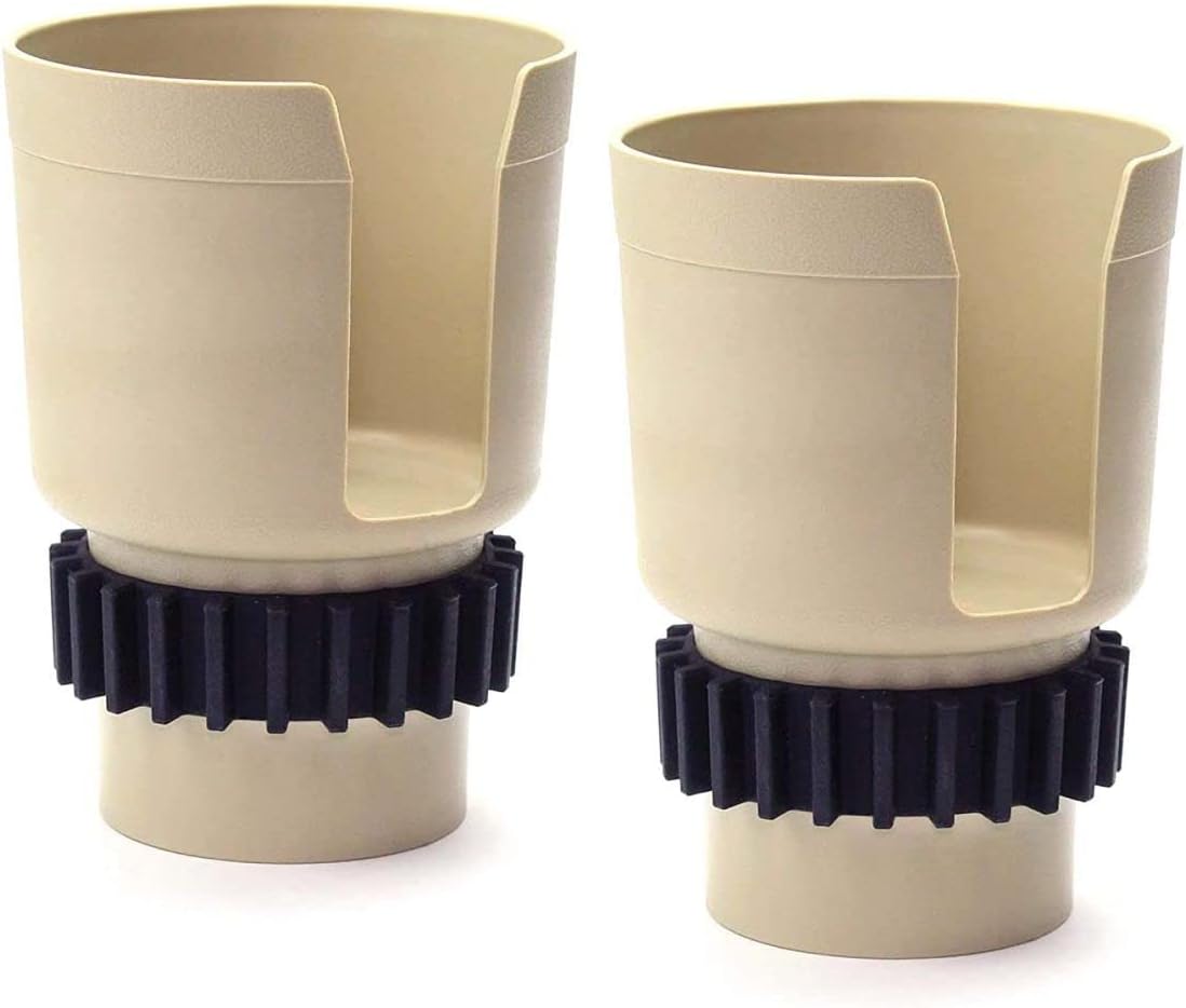 Gadjit Cup Keeper 2.0 (2 PK) Cup Holder Adapter w/Beverage Band Expander fits into car Cup Holders 2.5-3" Wide for Hydro Flasks Yeti Tumbler 20-30 oz, Coffee & Travel Mugs up to 3.25" diameters (Tan)