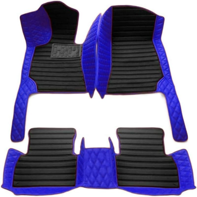 TAHALICustom Colors Car Floor Mats Black Pink for 99.9% Sedan SUV Sports， All-Weather Liners Car Floor mat，Luxury Leather Automotive Floor Mats (Blue Black,3D Floor Mats)