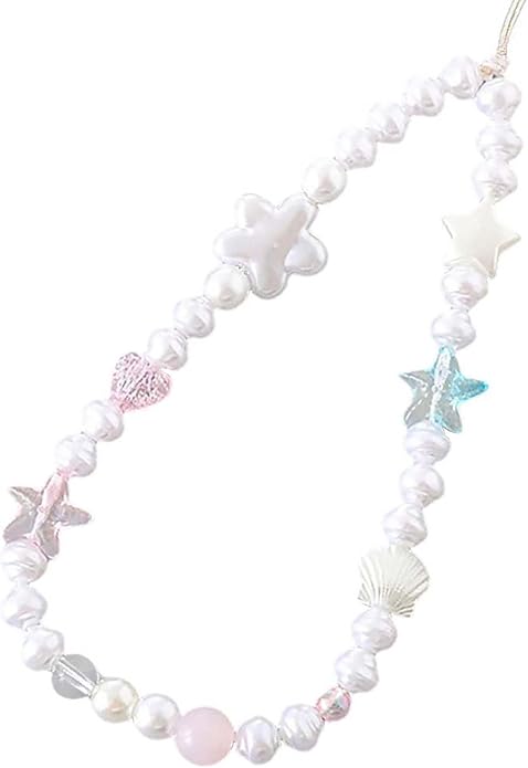 Beaded Phone Charm Lanyard Strap Girly Style Fixed Beads Pearl Lanyards
