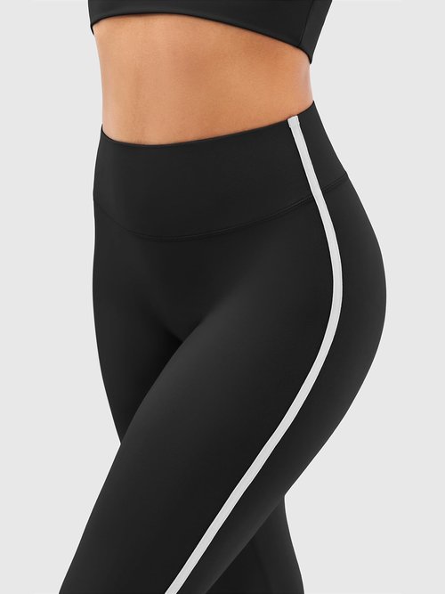 Flare Workout Leggings with Contrast Side Stripes - Track Pants High Waisted Yoga Pants for Women No Front Seam Bootcut Leggings for Gym Pilates