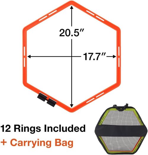 Japard Hex Agility Rings - Speed Training & Footwork Drills with Carrying Bag | Durable & Lightweight