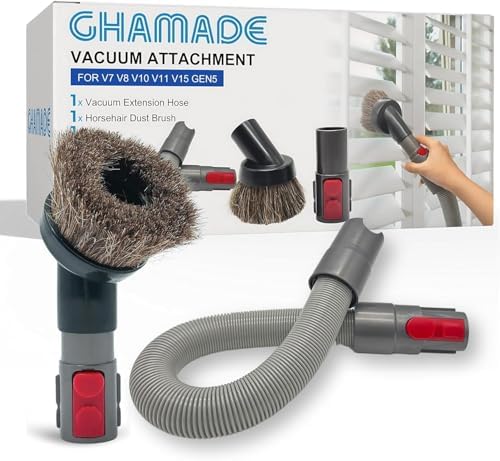 For Dyson Horsehair Vacuum Brush & Extension Hose - Compatible with Dyson V7 V8 V10 V11 V15 Gen5 - Soft Bristle Dusting Brush for Blinds, Furniture, & Delicate Surfaces