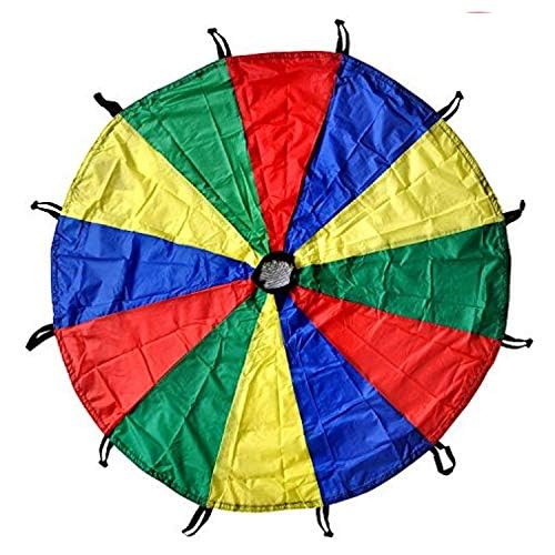 GSi Kids Play Parachute Rainbow Parachute Toy Tent Game for Children Gymnastics Cooperative Play and Outdoor Playground Activities (20 Feet)