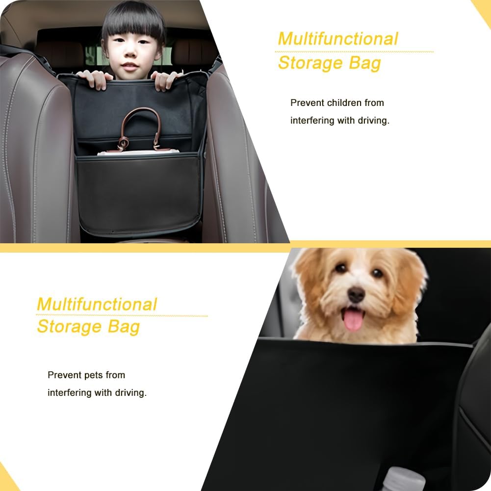 Tumecos Car Handbag Holder Between Seats, Multifunctional Car organizer for Center Armrest Box,Car Storage Bag Pocket Handbag Purse Holder for Storage, Large capacity, wear resistant(Black)