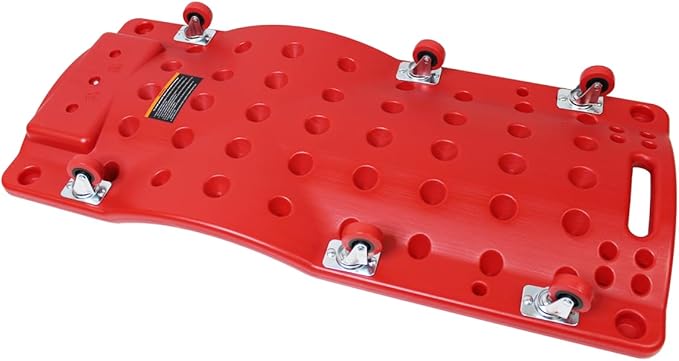 K Tool International 74936 Plastic Creeper, HDPE Body with Padded Headrest, Low Profile Design, Six 2 Inch Swivel Casters, 300 lb Capacity, Lightweight and Durable Creeper for Garage and Shop Service
