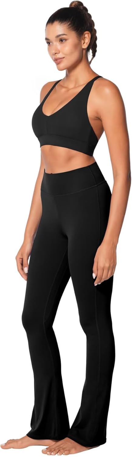 Sunzel V Neck Strappy Sports Bra - Criss Cross Back Yoga Top with Removable Cups | Padded for Comfort