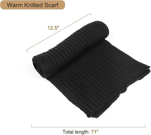 KRATARC Warm Knitted Scarf and Beanie Hat Set - Unisex Fleece for Cold Winter Days
