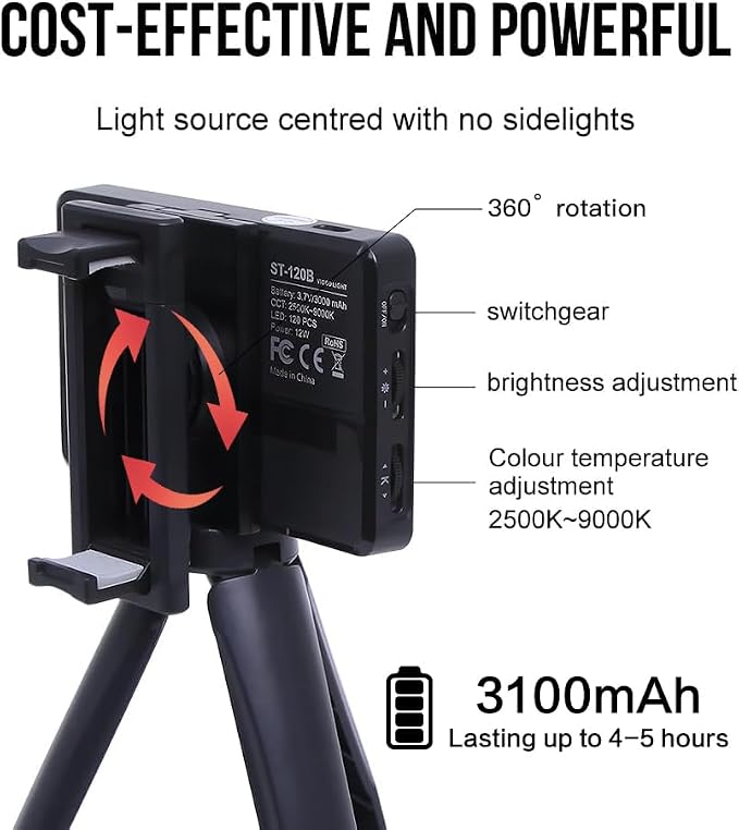120 Led Tattoo Light Kit with 52mm Cpl, Tripod Light, Dual Clips, Tattoo