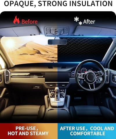 Windshield Snow Cover for Car, Waterproof Ice Shield with Elastic Straps, All Weather Frost Guard Fits Sedan SUV, Blocks Snow Rain Debris Leaves and Offers Sunshade Protection for Summer UV Heat