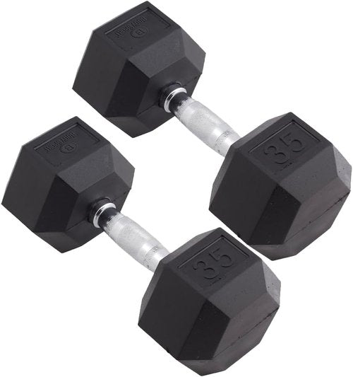 Body Sport Hex Dumbbells - Rubber Encased Weights for Strength Training | Home Gym Essentials