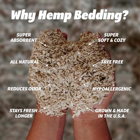 Eaton Pet and Pasture Naturally Grown Hemp Pet Bedding for Chickens, Nesting Boxes, Rabbits, Hamsters, Small Pets, Highly Absorbent, Hypoallergenic, Eco-Friendly, Farmer Owned 33LB