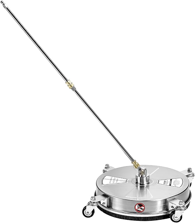 VEVOR 16.5 Inch Pressure Washer Surface Cleaner, 4000 PSI Stainless Steel Attachment with 4 Wheels, 2 Nozzles, 1/4 Inch Quick Connect and 2 Wands for Concrete, Patio, Deck