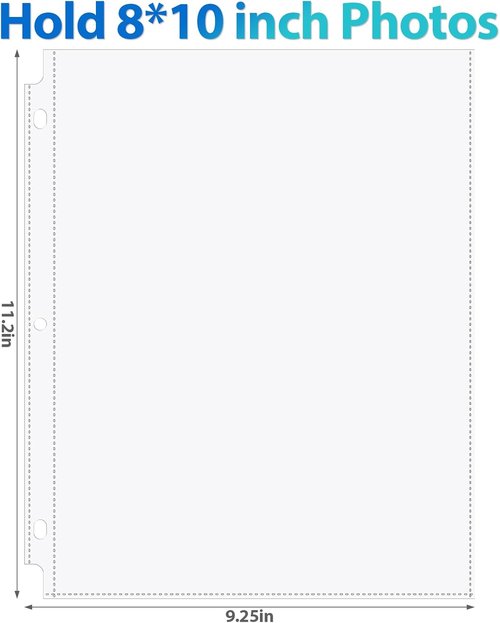 Feifeiya 150 Pack Photo Sleeves - 8 x 10 Archival Page Protectors for 3 Ring Binders | Clear Plastic Refill