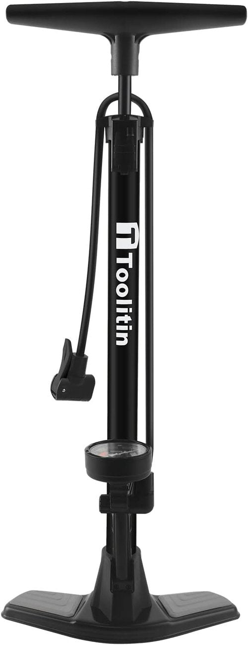 **TOOLITIN Bike Pump - High Pressure 160 PSI Floor Pump with Gauge | Compatible with Presta & Schrader Valves**