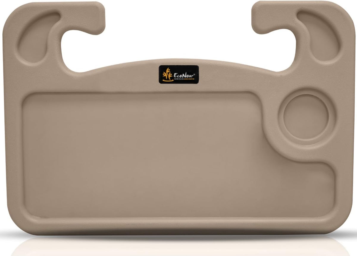 EcoNour 2 in 1 Car Steering Wheel Tray (Beige) | Car Tray for Laptop