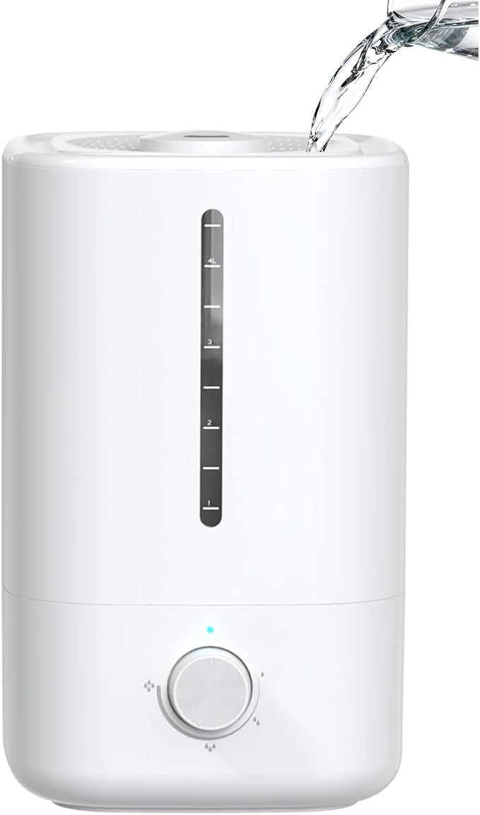 Top Fill Humidifiers for Bedroom, 4.5L Tank for Large Room, Oil Diffuser, 20dB Quiet Cool Mist Air Humidifier for Home Baby Nursery & Plants, Auto Shut-off and BPA-Free for Safety, 100H