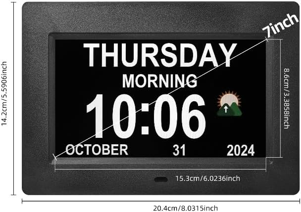 Dementia clock with time, 12 sets of alarms paired with 20 usage scenarios
