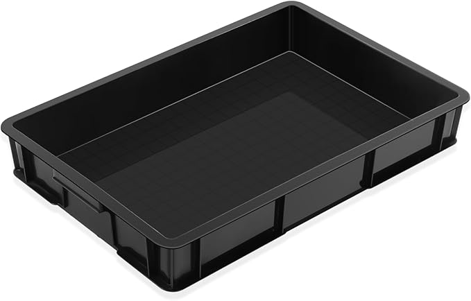 Baderke 1 Pc 24 x 15.5 Inches Oil Drain Pan for Changing Leak Proof Mini Fridge Drip Tray Plastic Oil Change Pan for Mini Fridges Air Conditioners Machinery Under Car (Black,3.74 Inch)