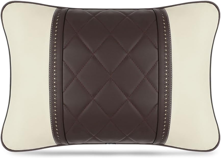 Car Pillows Napa Leather Car Seat Rest Cushion Car Lumbar Pillow for Mercedes Benz Maybach S-Class Lumbar Support Pillow car Accessories（Beige Coffee）