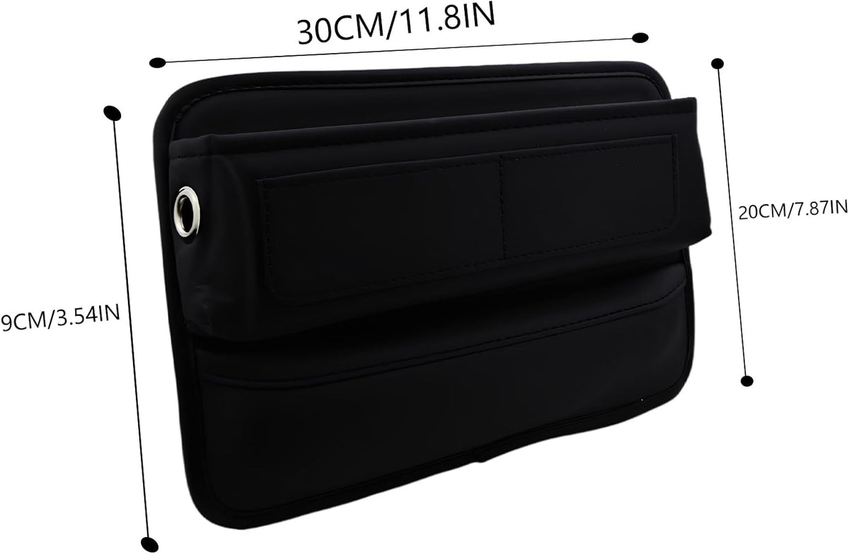 Heran Premium Leather Car Seat Gap Filler Organizer with Card Slots,Universal Fit for Cars, Trucks, and SUVs – Black, 1 Pack (1)
