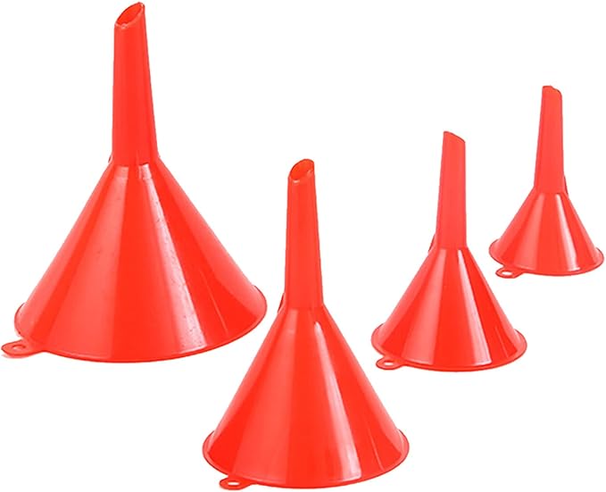 4pcs/set Kitchen Funnel for Filling Bottles Kitchen Funnel Wide Mouth PP Home Lab Flask Powder(Red)