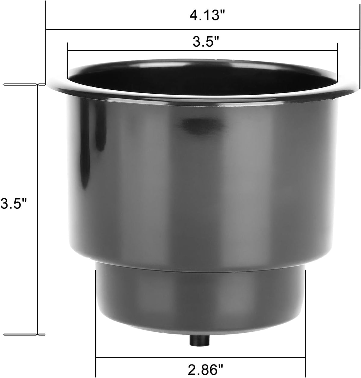 (Set of 5) Amarine-Made Black Recessed Drop in Plastic Cup Drink Can Holder with Drain for Boat Car Marine Rv - Black