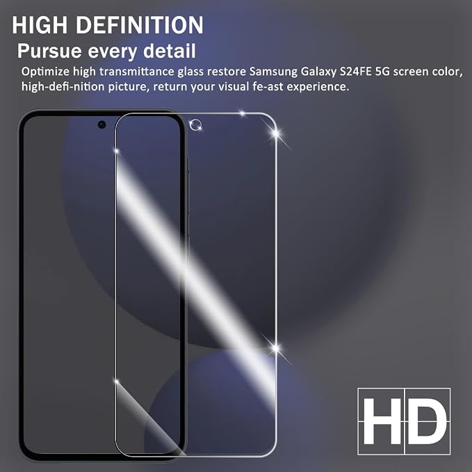 Screen Protector for Samsung Galaxy S24 FE, Tempered Glass for Galaxy S24 FE &