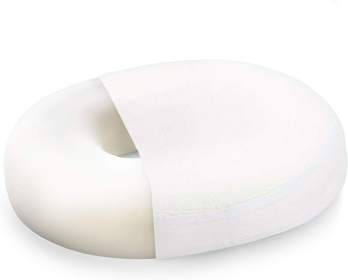 DMI Seat Cushion Donut Pillow and Chair Pillow for Tailbone Pain Relief, Hemorrhoids, Prostate, Pregnancy, Post Natal, Pressure Relief and Surgery, 16 x 13 x 3, White
